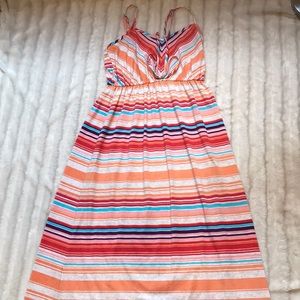 Mossimo orange/red striped maxi dress, M
